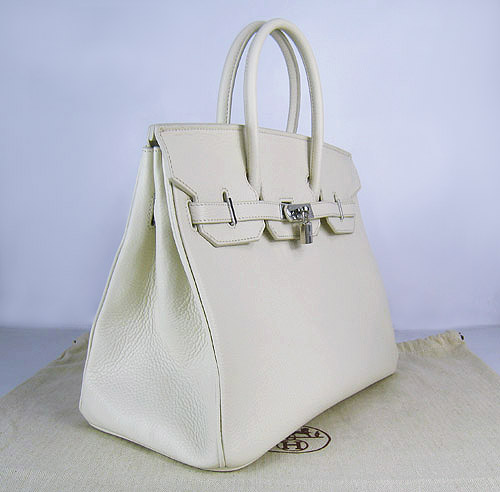 High Quality Fake Hermes Birkin 35CM Togo Leather Bag Cream 6089